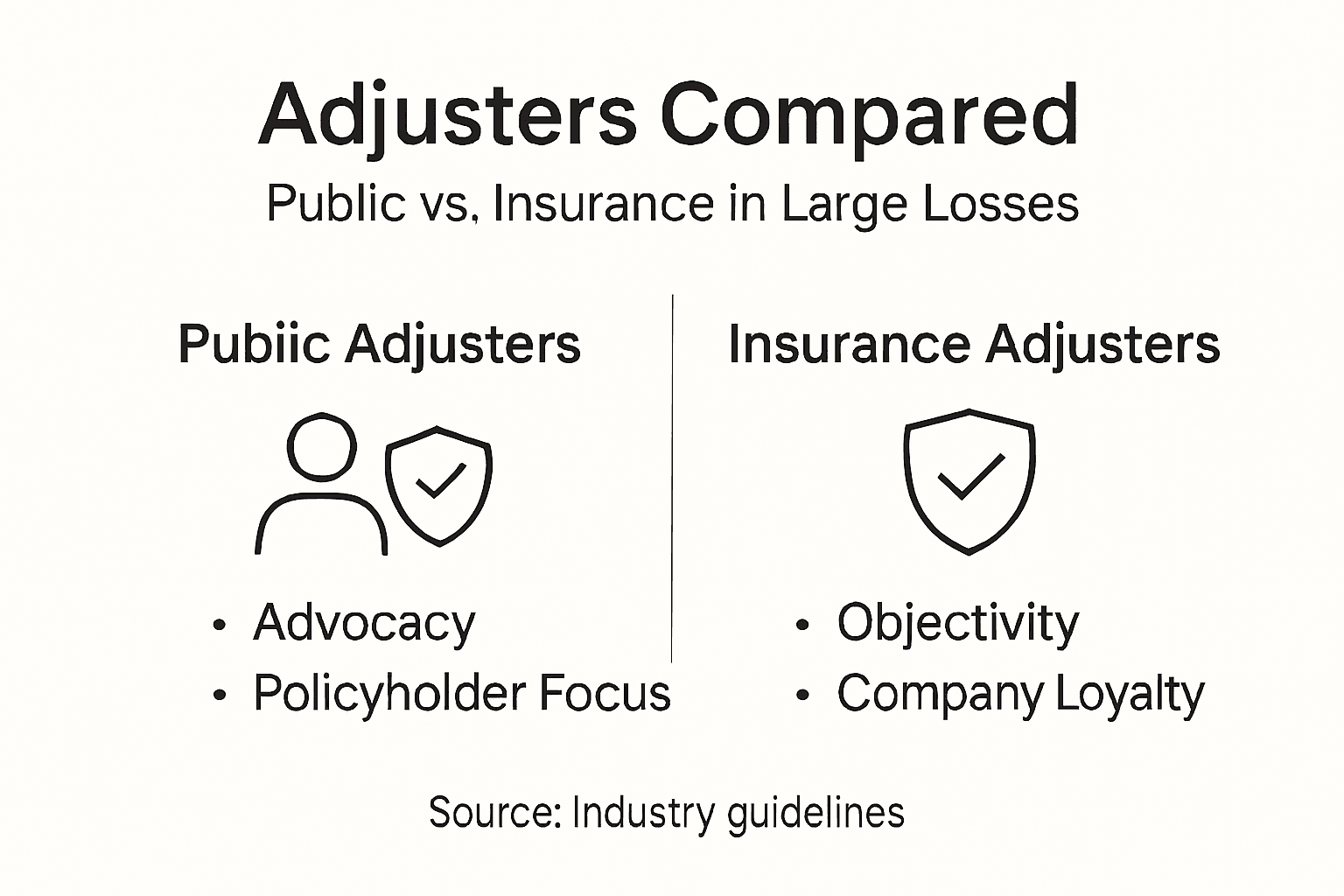Infographic showing adjuster types comparison