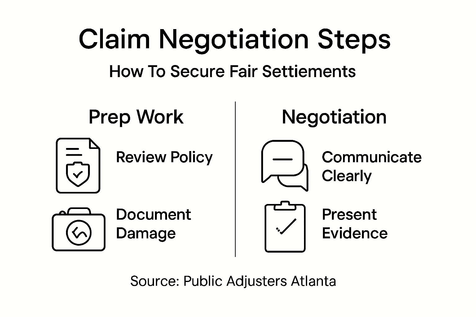 Infographic of insurance claim negotiation steps