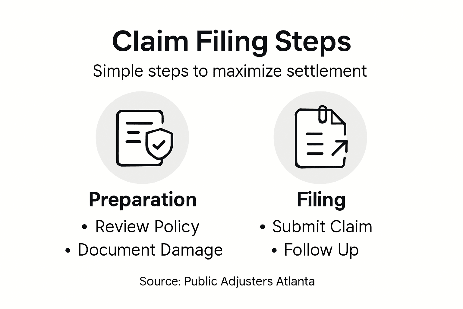 Infographic on steps of insurance claim filing