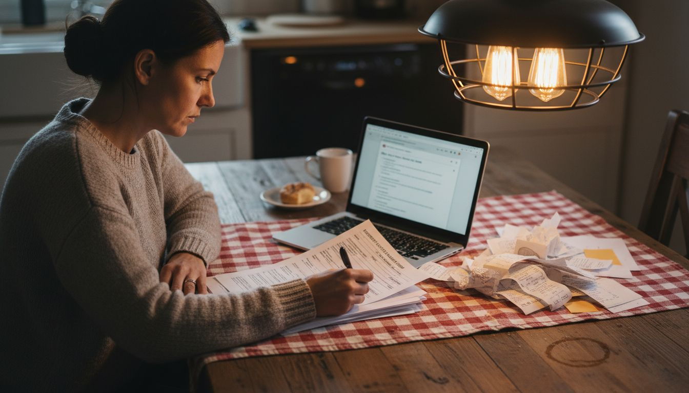 Woman organizing property insurance paperwork