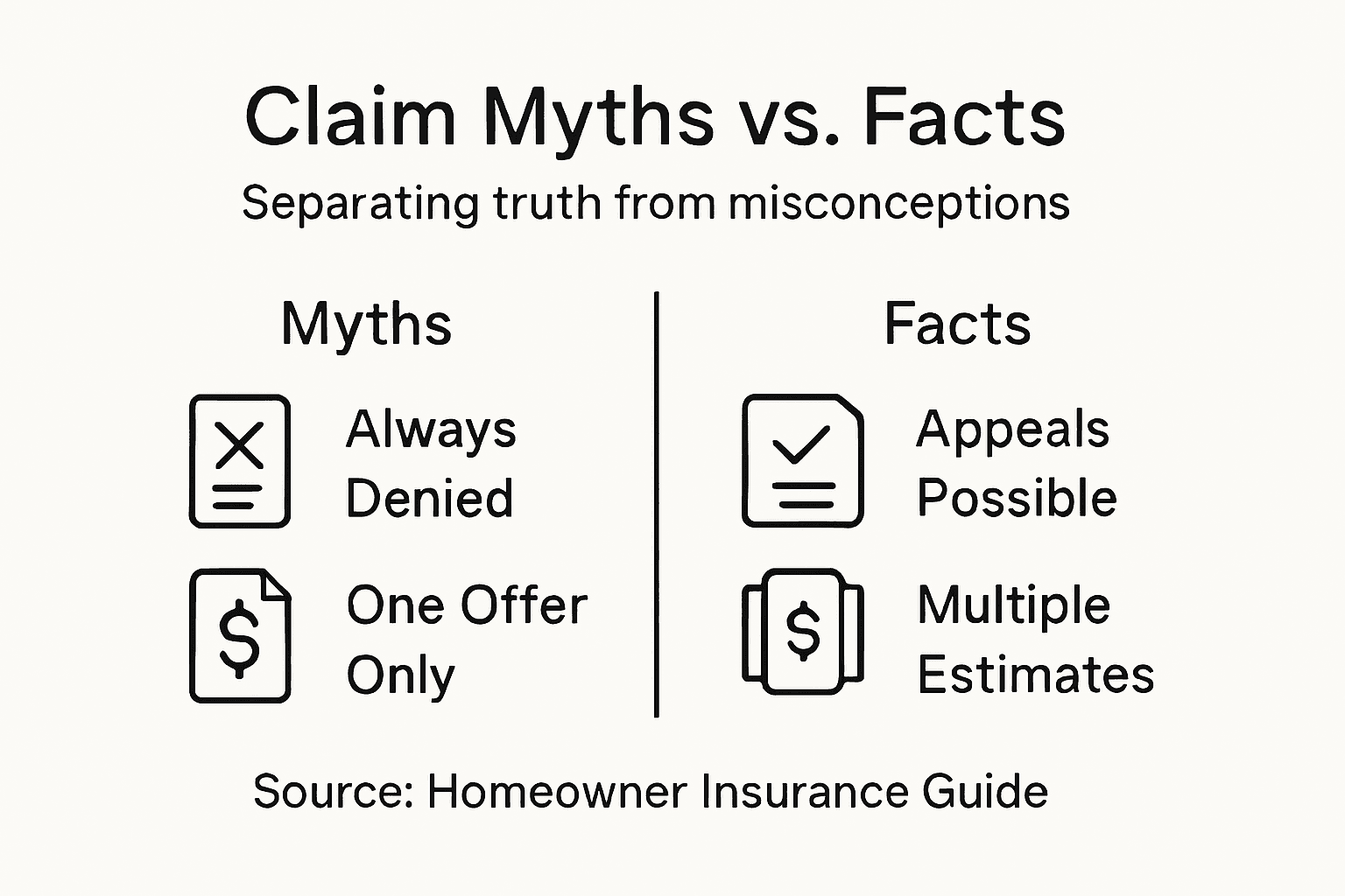 Infographic comparing insurance claim myths and facts