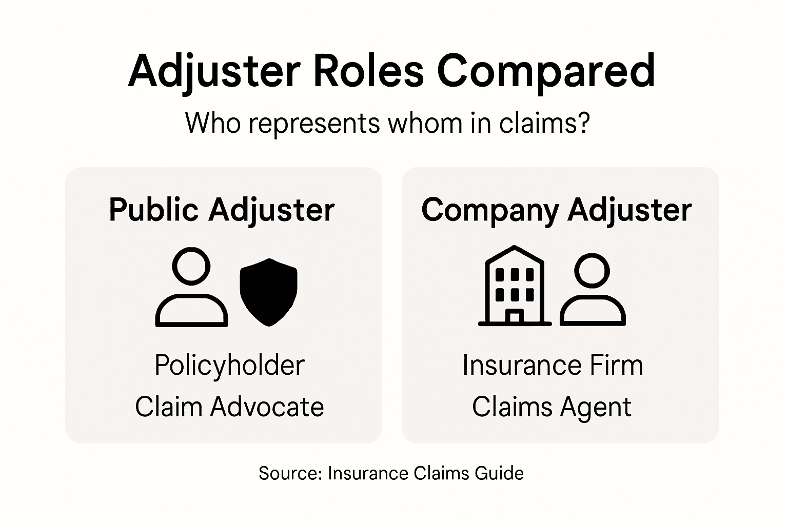 Infographic contrasting public versus company adjusters