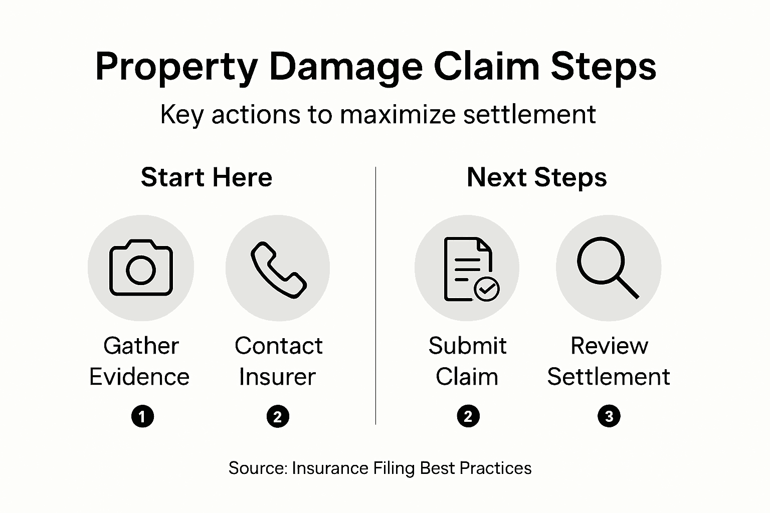 Infographic outlining property damage claim steps