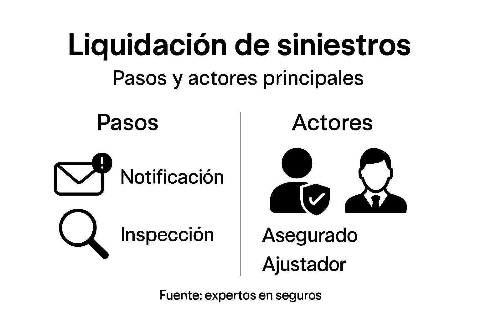 Infografía sobre el proceso de liquidación de siniestros y los principales involucrados