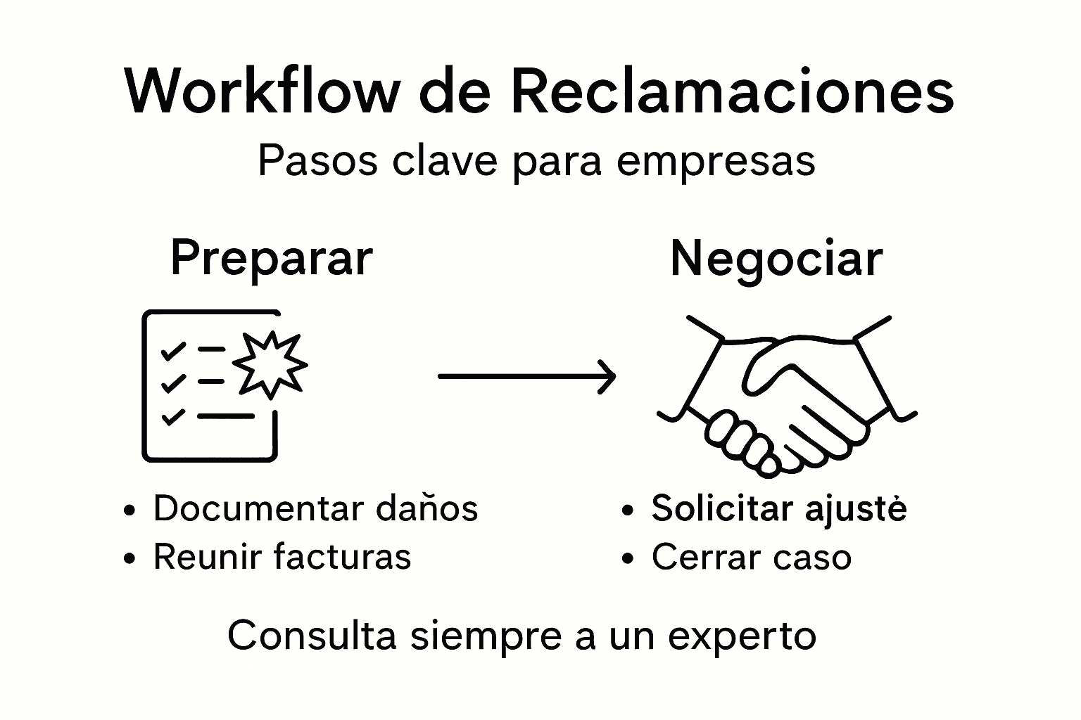 Infografía con los pasos fundamentales para gestionar reclamaciones en empresas