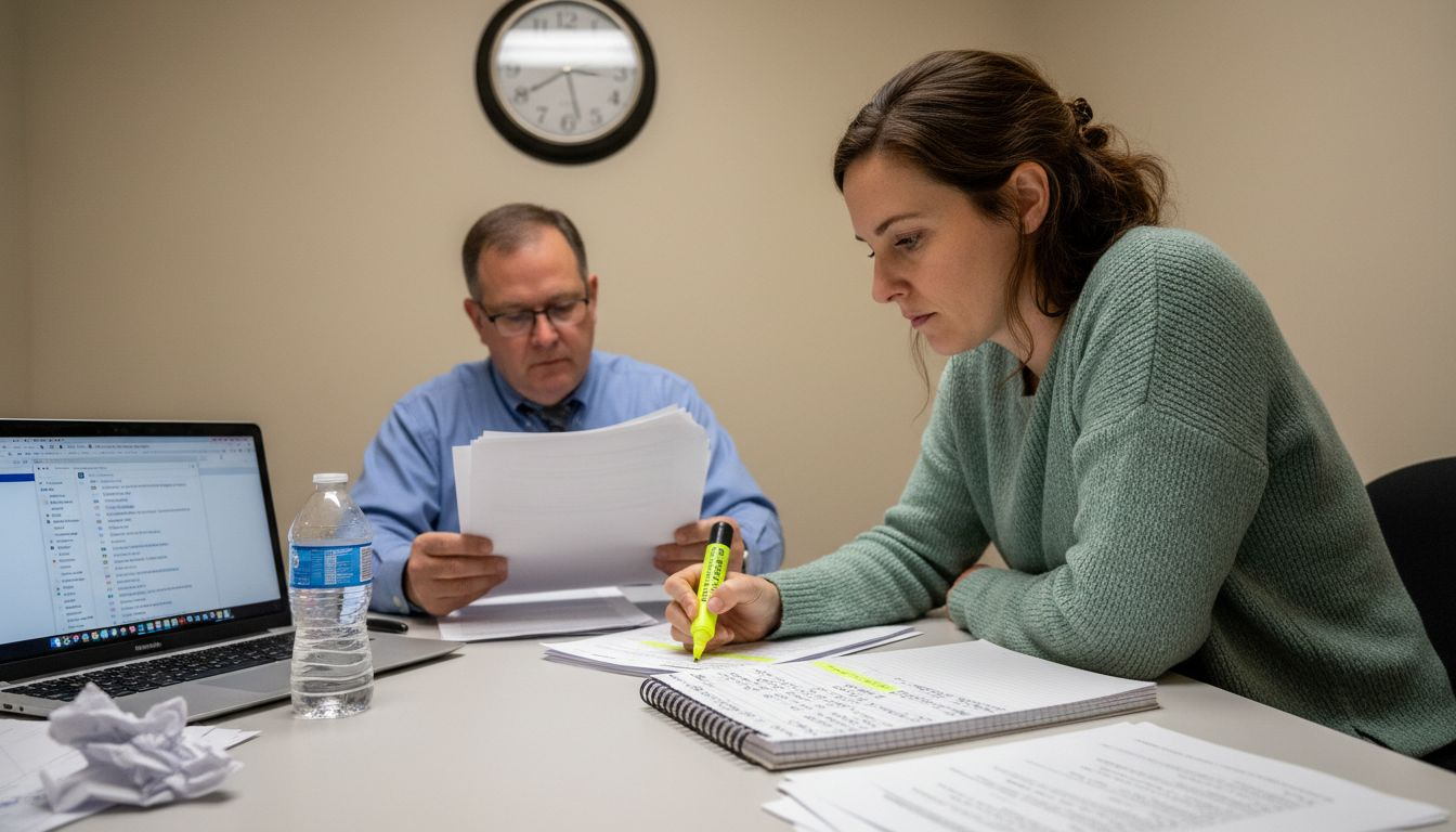 Meeting about insurance appeals with paperwork