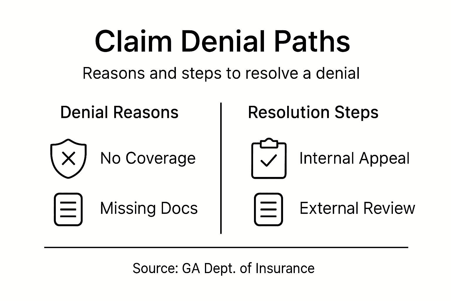 Infographic paths for insurance claim denial