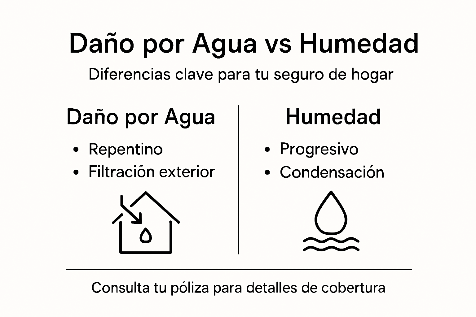 Infografía que muestra las diferencias entre el agua y la humedad