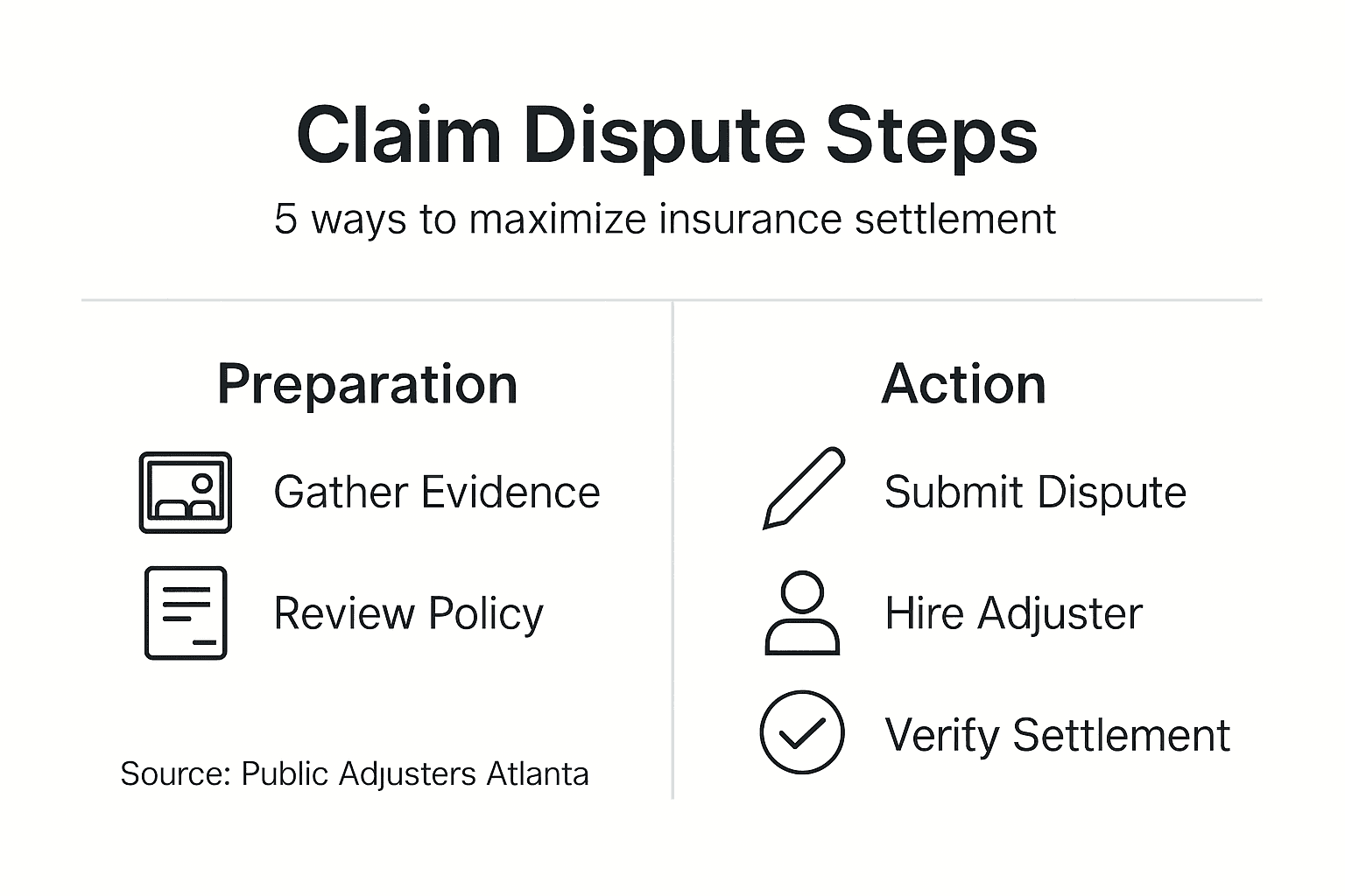 Infographic showing steps to dispute insurance claim
