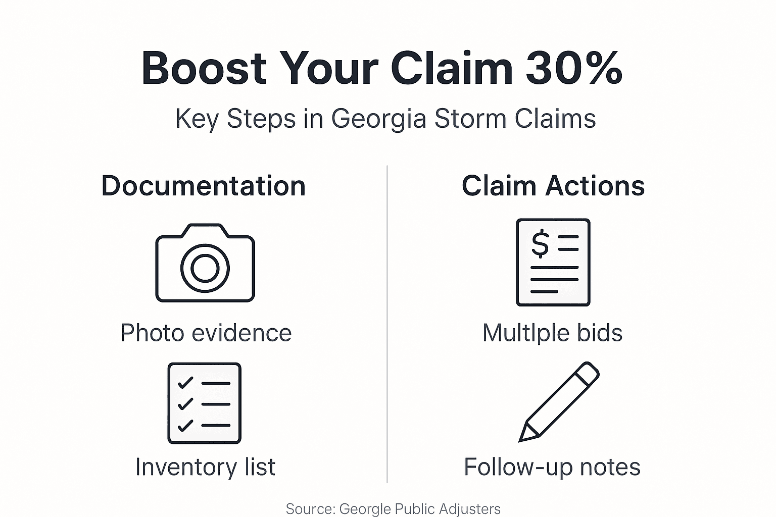 Infographic with steps to boost storm damage claims