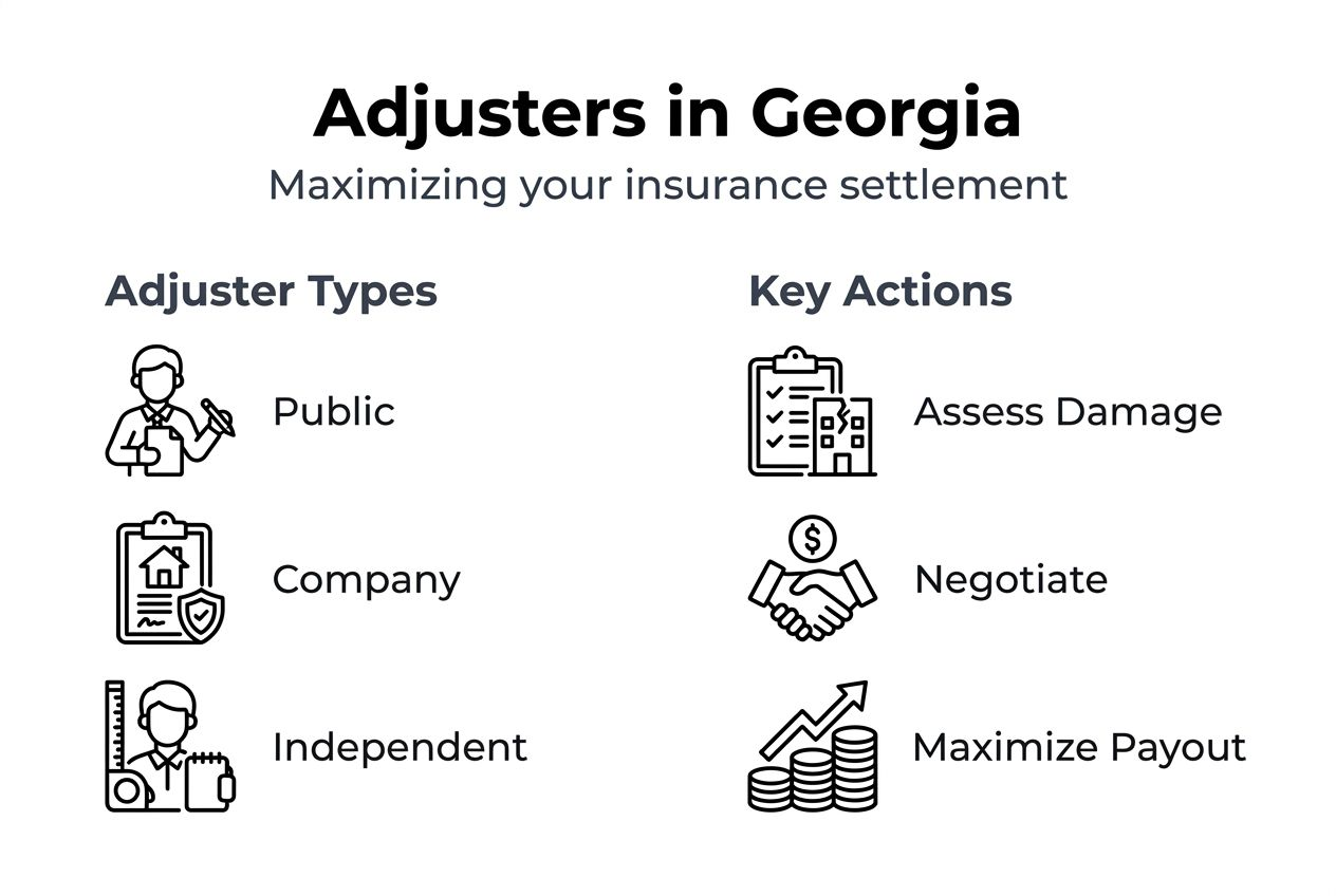Infographic with adjuster types and key actions