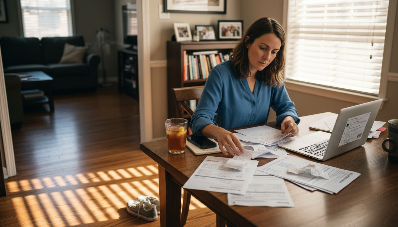Adjuster reviewing claim documents in Georgia home