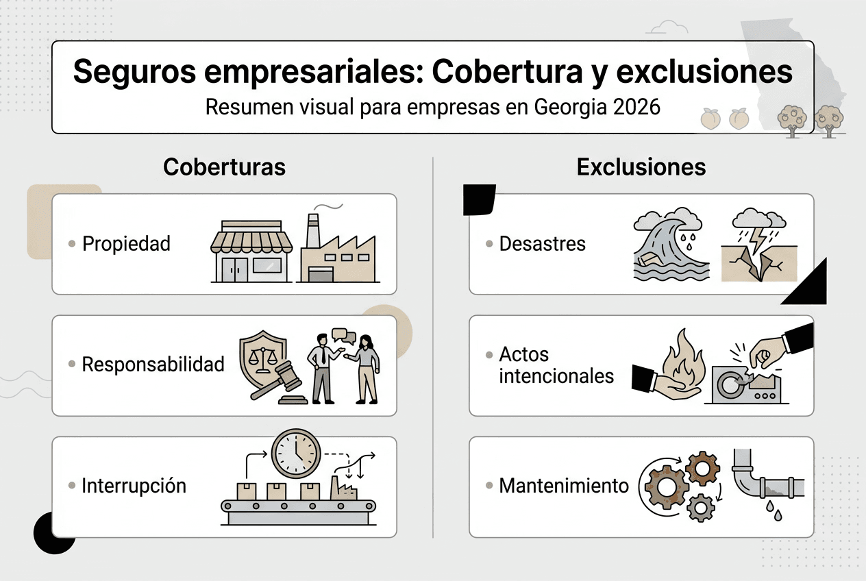Infografía sobre qué cubren y qué no cubren los seguros en Georgia