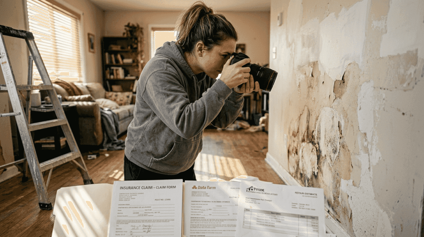 Documenting water-damaged drywall for insurance