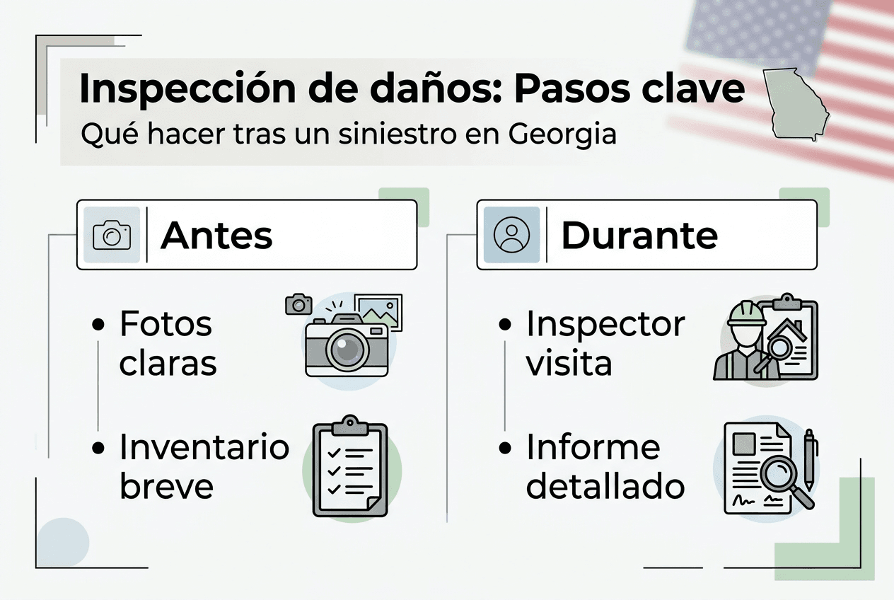 Guía visual para revisar daños paso a paso en Georgia