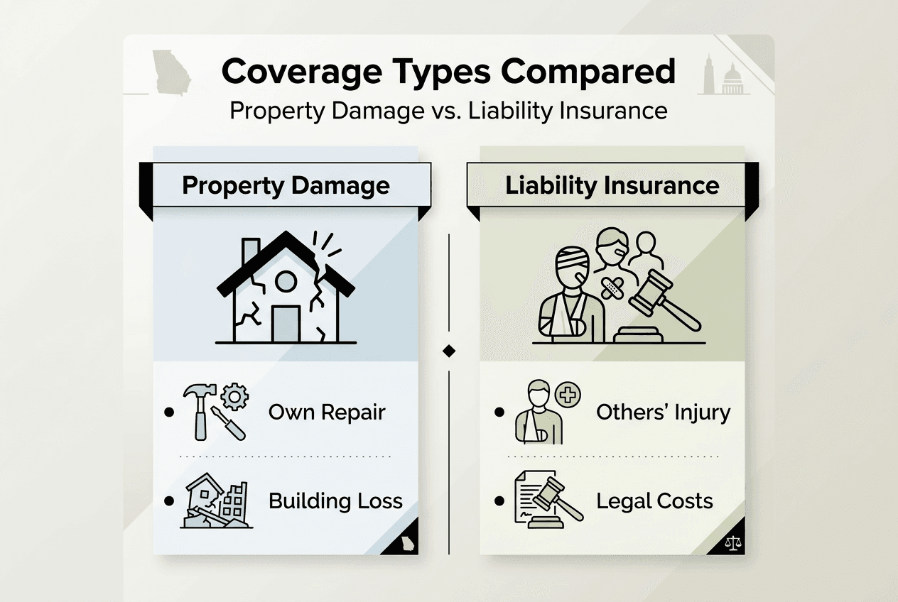 Infographic comparing property damage and liability coverage