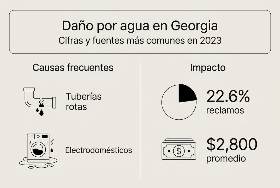 Infografía sobre daños ocasionados por el agua en Georgia: cifras y principales causas