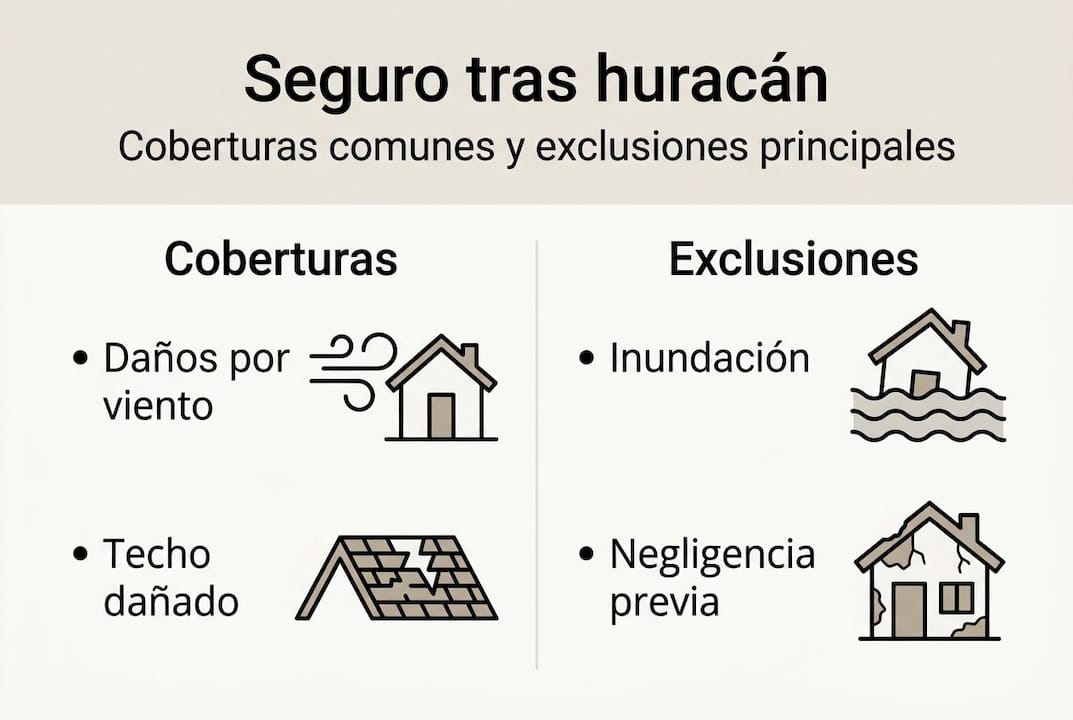 Infografía sobre qué cubre y qué no cubre tu seguro contra huracanes