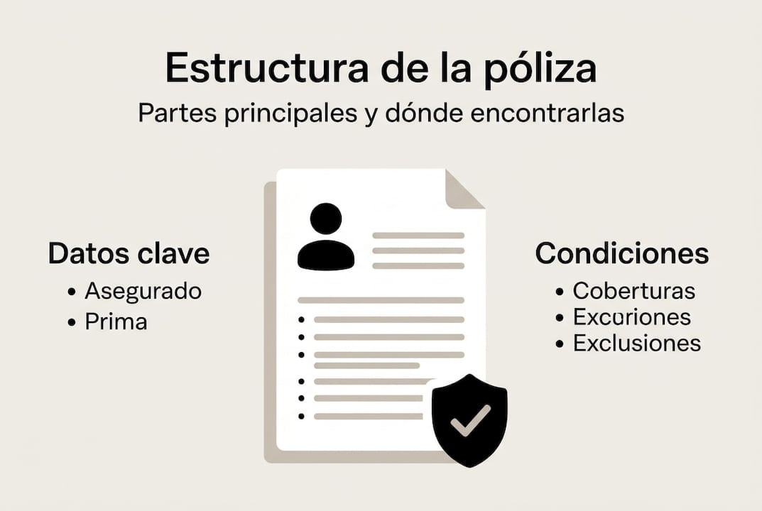 Infografía sobre cómo se compone una póliza de seguro