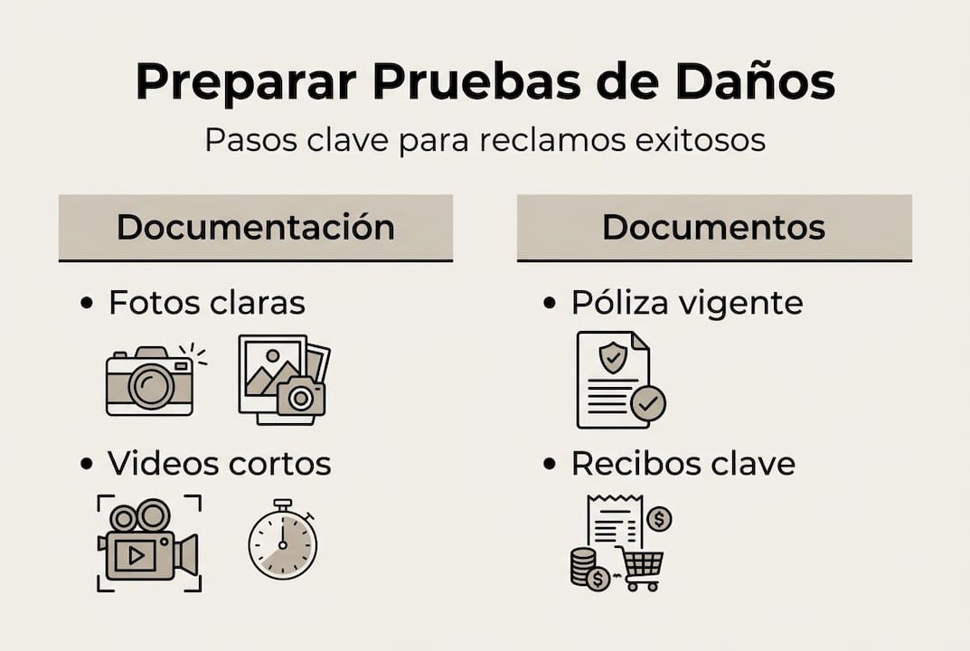 Infografía: pasos esenciales para realizar pruebas de daños