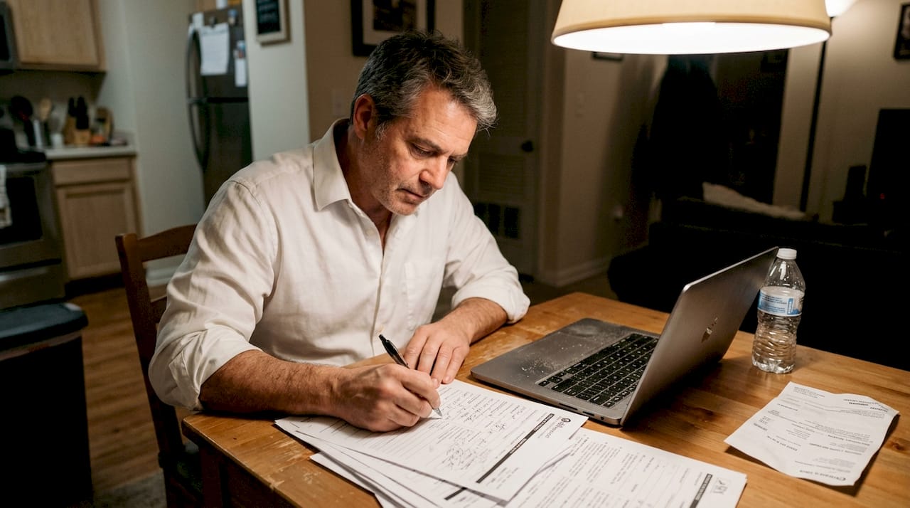 Hombre rellenando un formulario para reportar daños