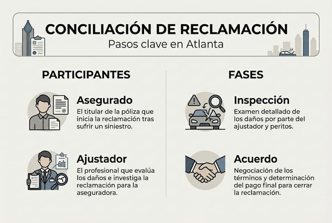 Infografía sobre cómo gestionar una conciliación de seguro paso a paso