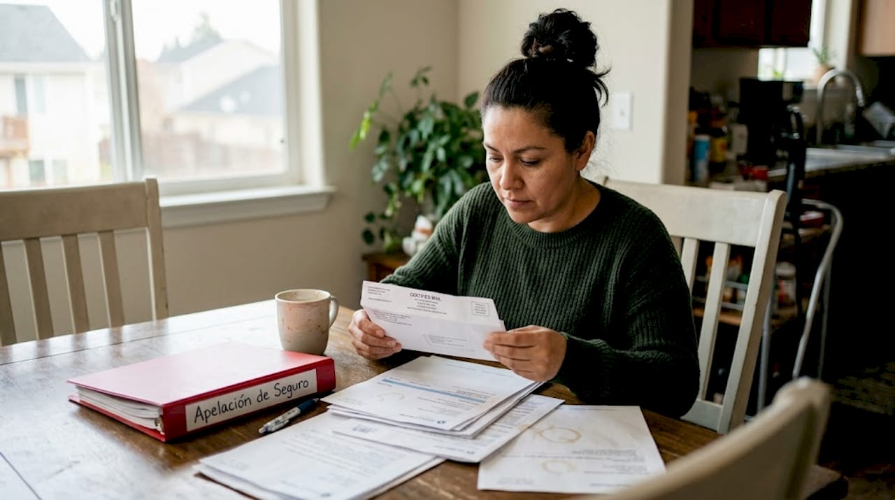 Mujer organizando la documentación para presentar una apelación