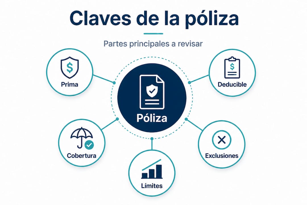 Descubre en esta infografía los elementos fundamentales de una póliza de seguro.