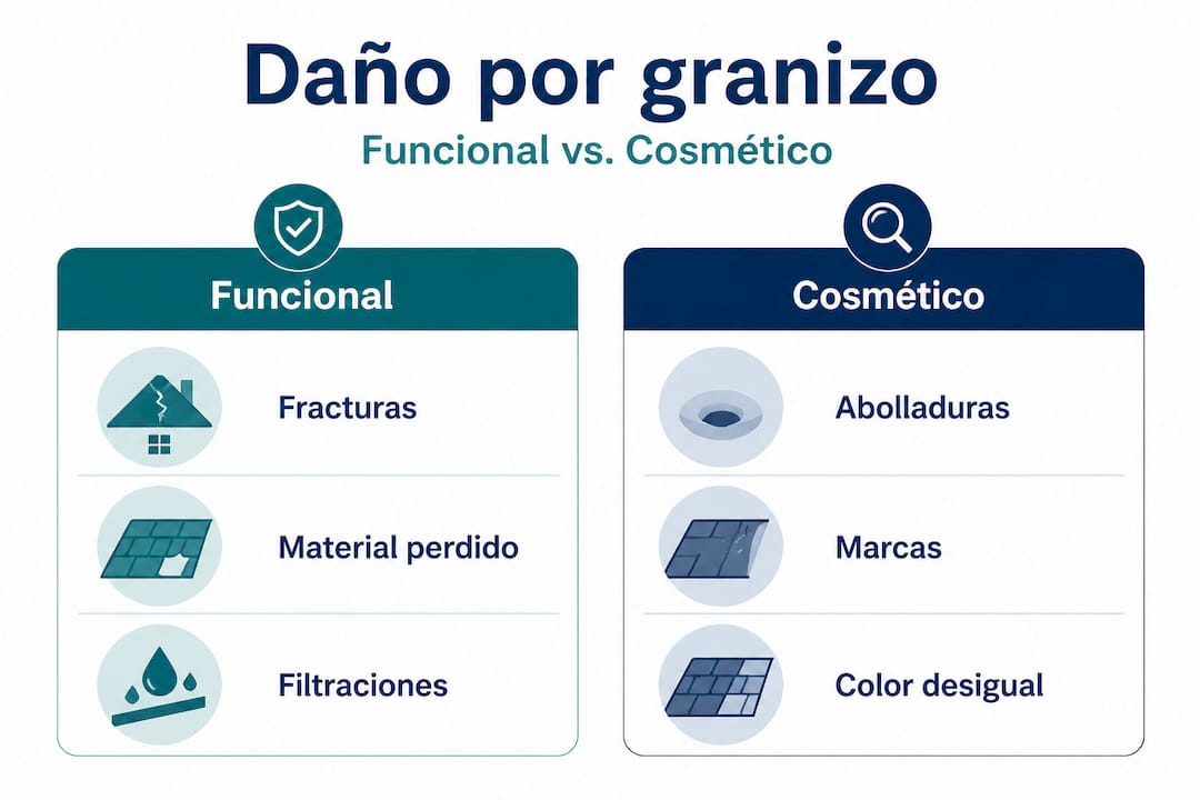 Infografía: diferencias entre daños funcionales y estéticos provocados por el granizo
