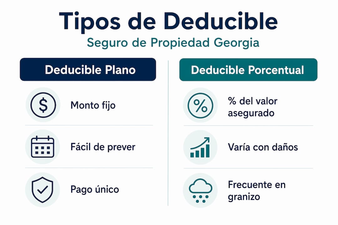 Infografía: diferencias entre deducible fijo y deducible porcentual