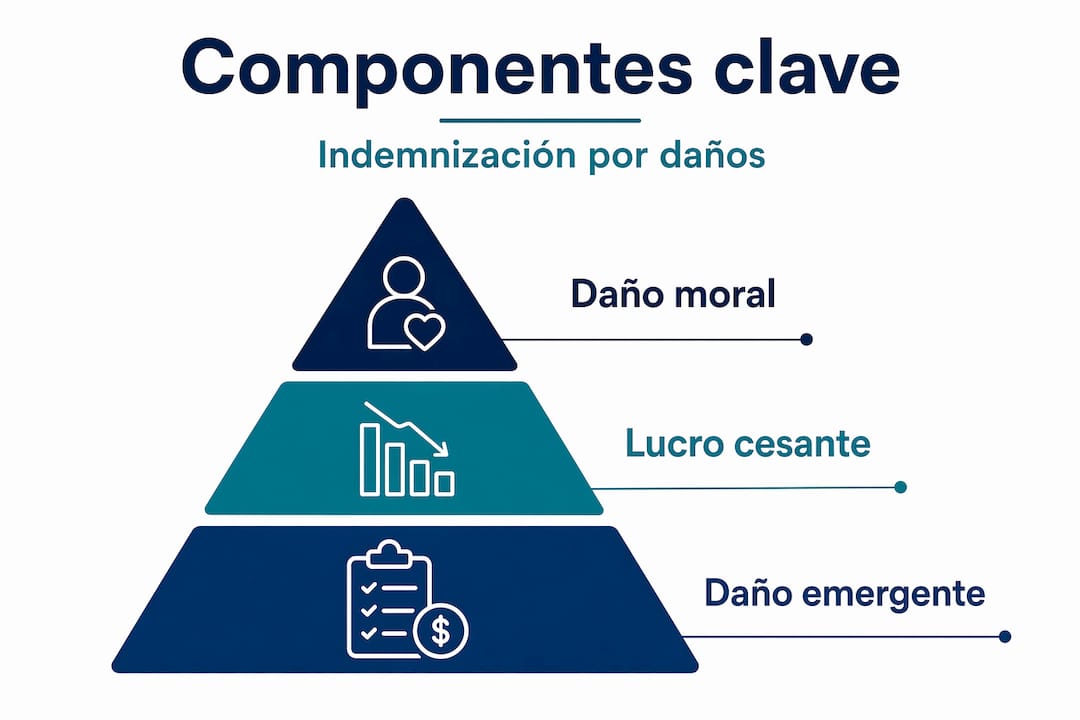 Infografía que explica la estructura y niveles de los componentes de una indemnización