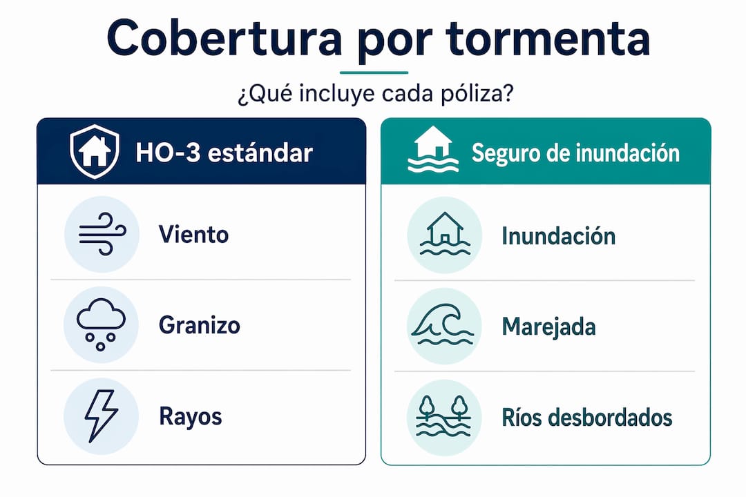 Infografía: ¿Qué cubre cada seguro frente a tormentas? Comparativa de coberturas.