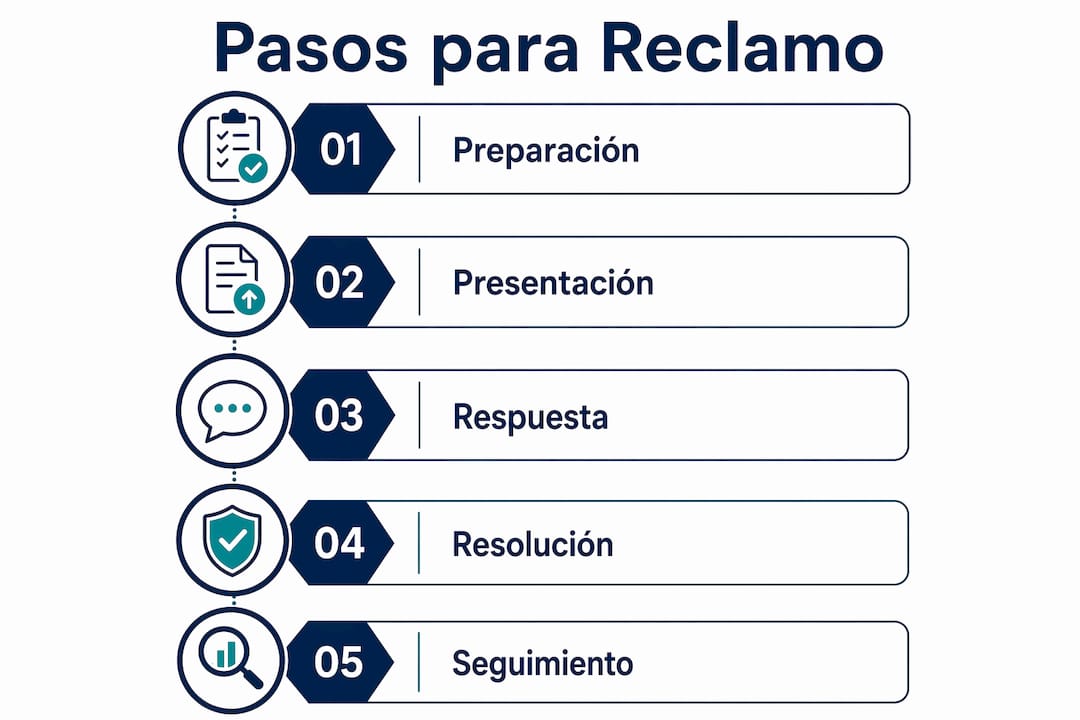 Infografía con los pasos esenciales para gestionar un reclamo comercial