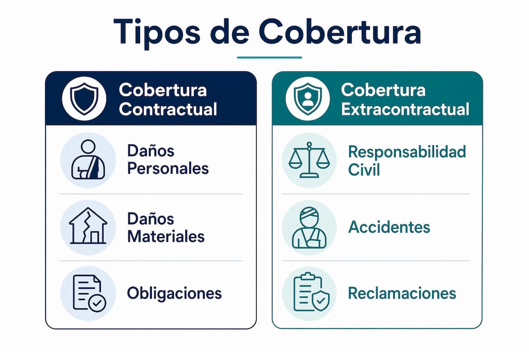 Infografía sobre las diferencias entre los distintos tipos de cobertura de responsabilidad