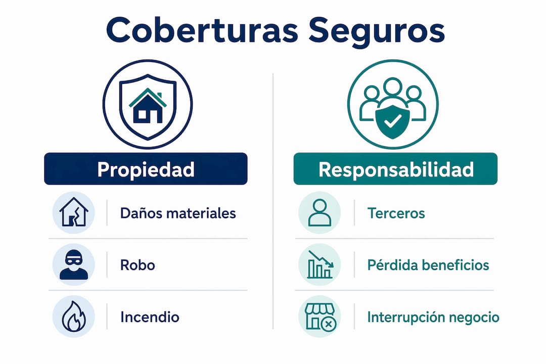 Comparativa visual de las principales coberturas en seguros para empresas
