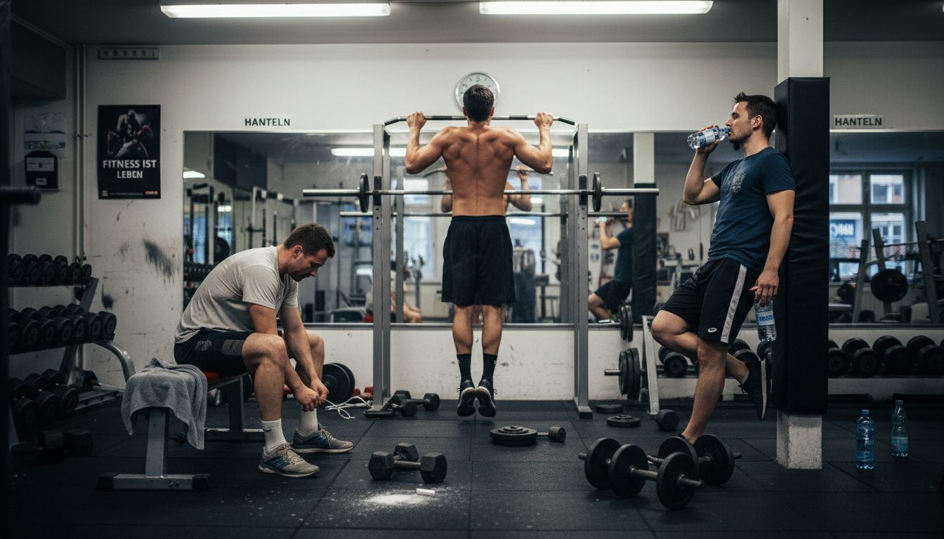 Im Fitnessstudio trainieren Männer mit ganz unterschiedlichen Körpertypen – hier wird deutlich, wie vielfältig männliche Körper sein können.