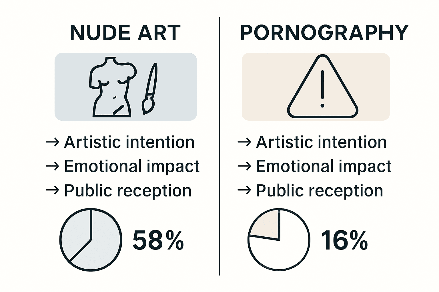 Infographic comparing nude art to pornography