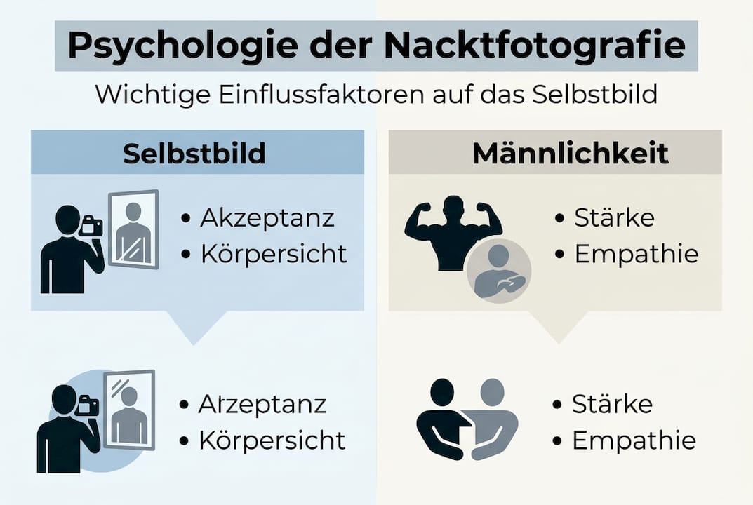 Übersichtliche Infografik mit zentralen Aspekten rund um Psychologie und Selbstwahrnehmung