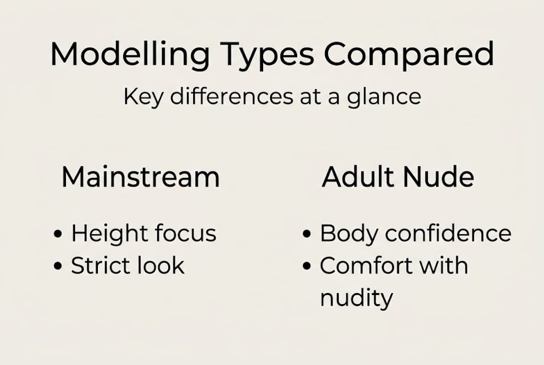 Infographic comparing mainstream vs adult modelling