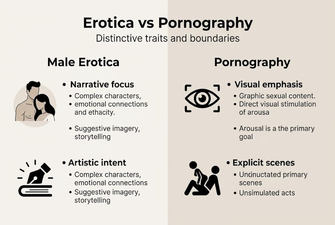 Infographic comparing erotica and pornography traits