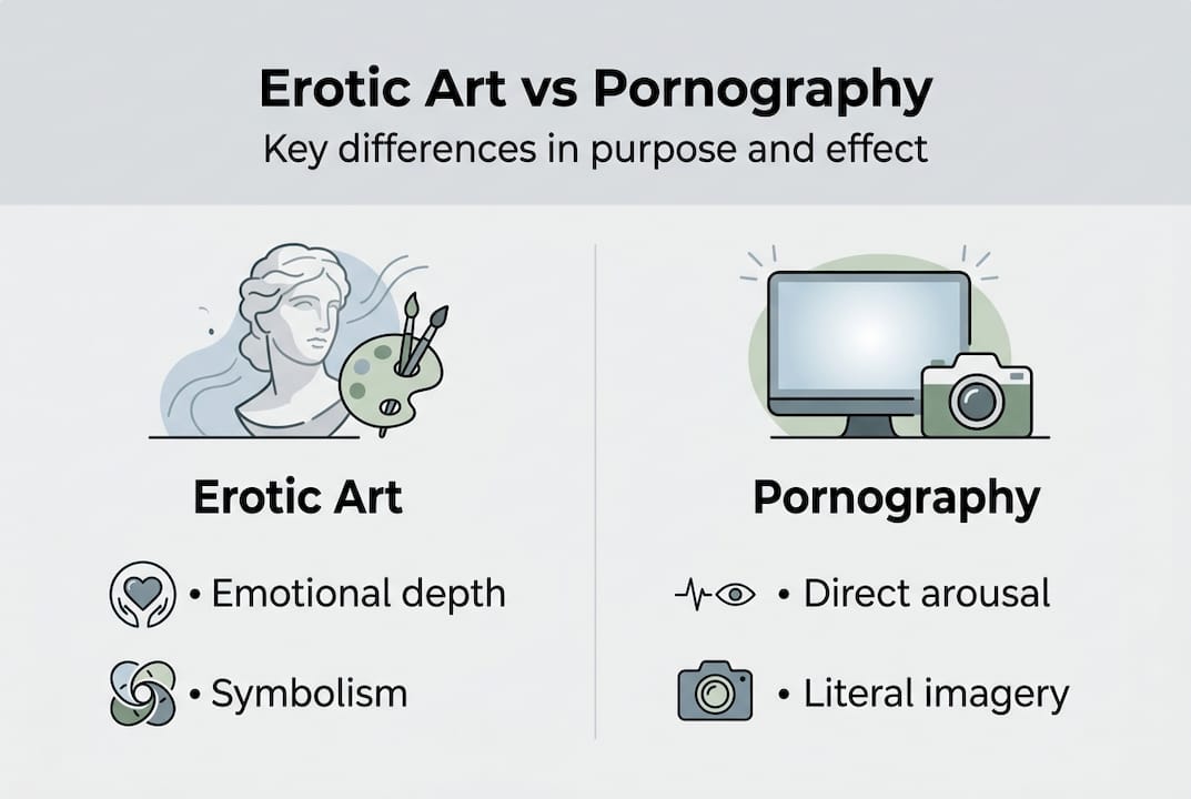 Infographic comparing erotic art and pornography