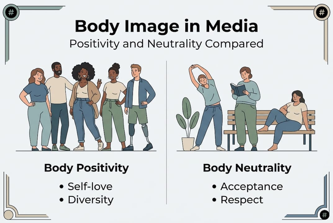 Infographic body positivity vs body neutrality comparison