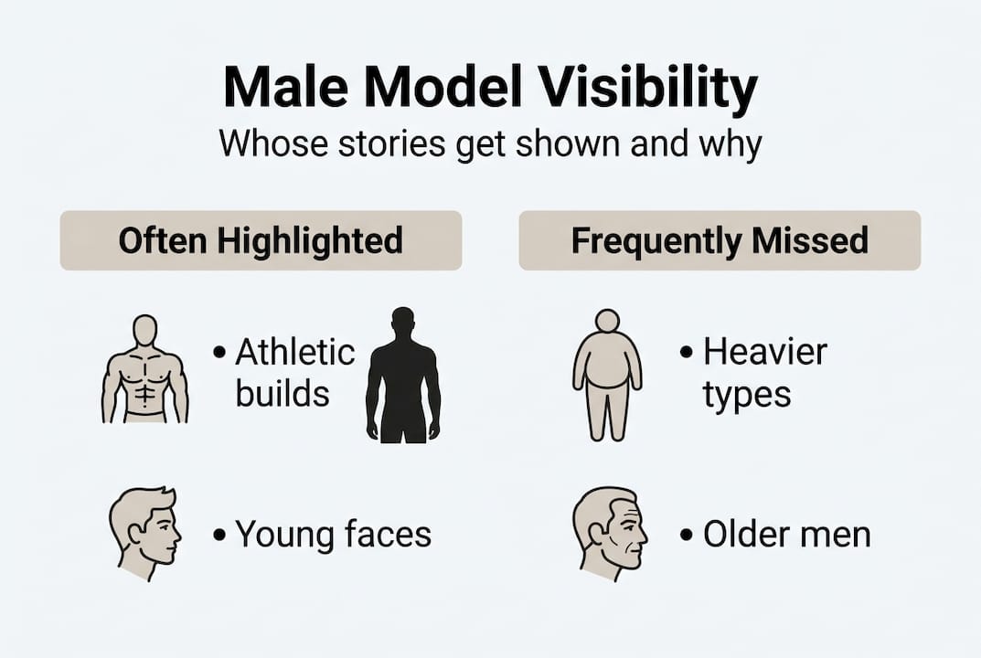 Infographic highlights male model visibility and gaps