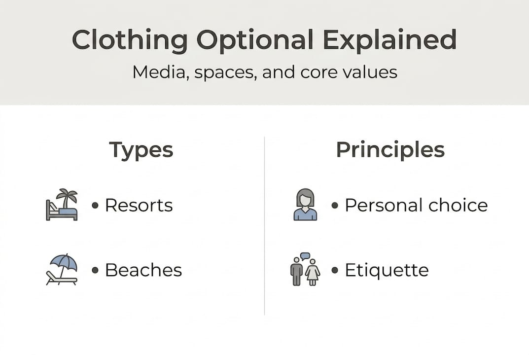 Infographic showing types and principles of clothing optional content