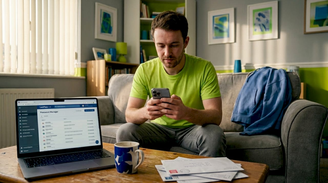 Man reviewing smartphone privacy settings