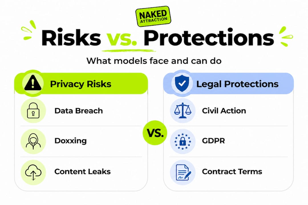Infographic comparing privacy risks and protections