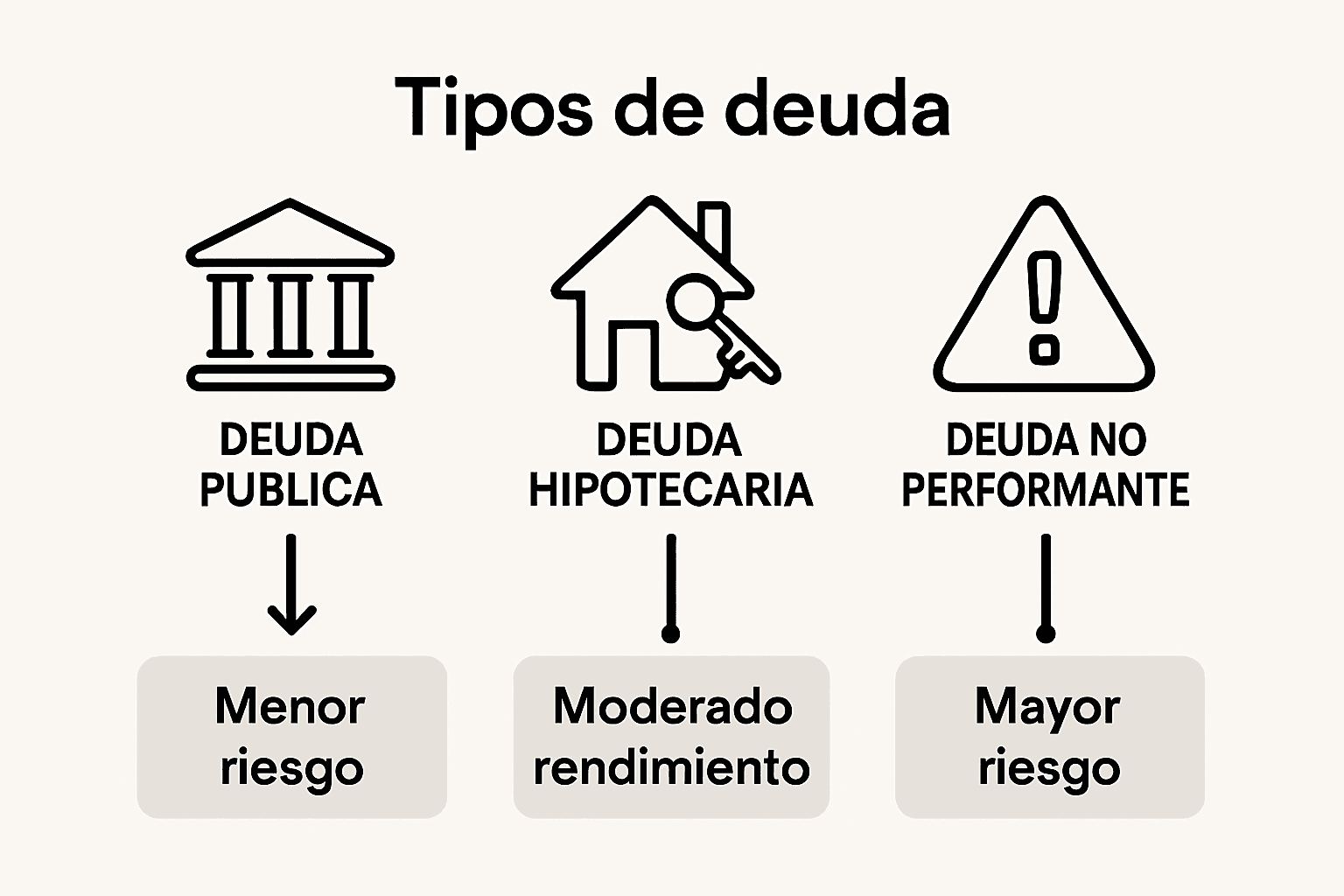 Comparativa visual de los distintos tipos de deuda y sus riesgos