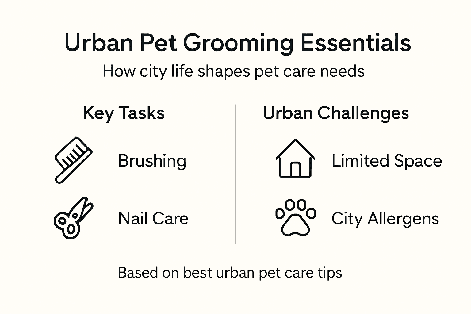 Infographic pet grooming tasks and city challenges