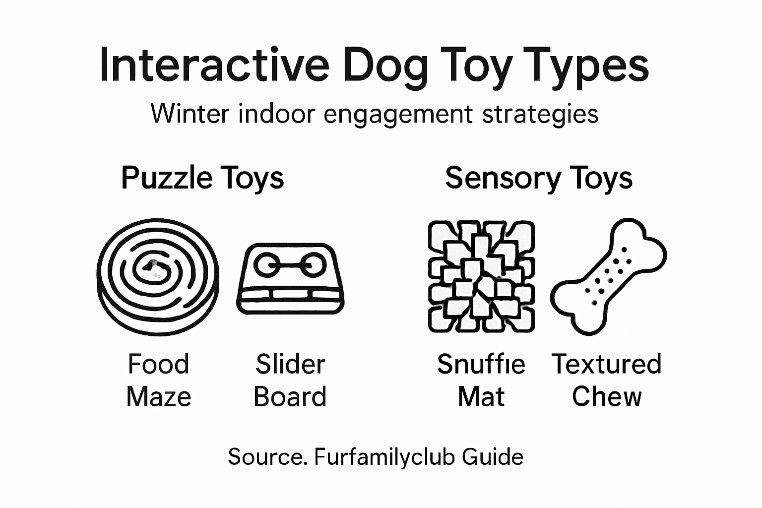 Infographic showing interactive dog toy categories