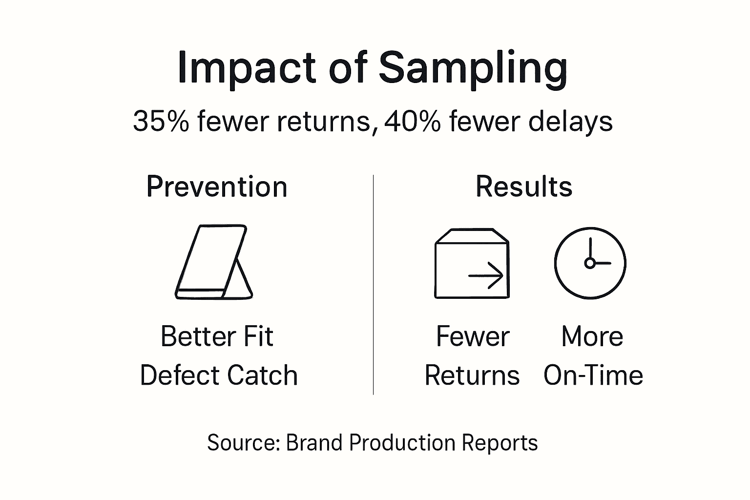 Infographic showing sampling reduces returns and delays